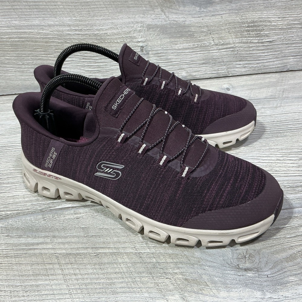 Skechers Womens Glide-Step-Resilience Slip Ins 104546 Sneaker Wine Purple Size 8